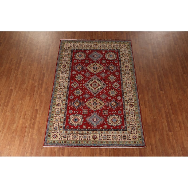 Red Kazak Oriental Area Rug Handmade Wool Carpet - 6'8" x 9'10"