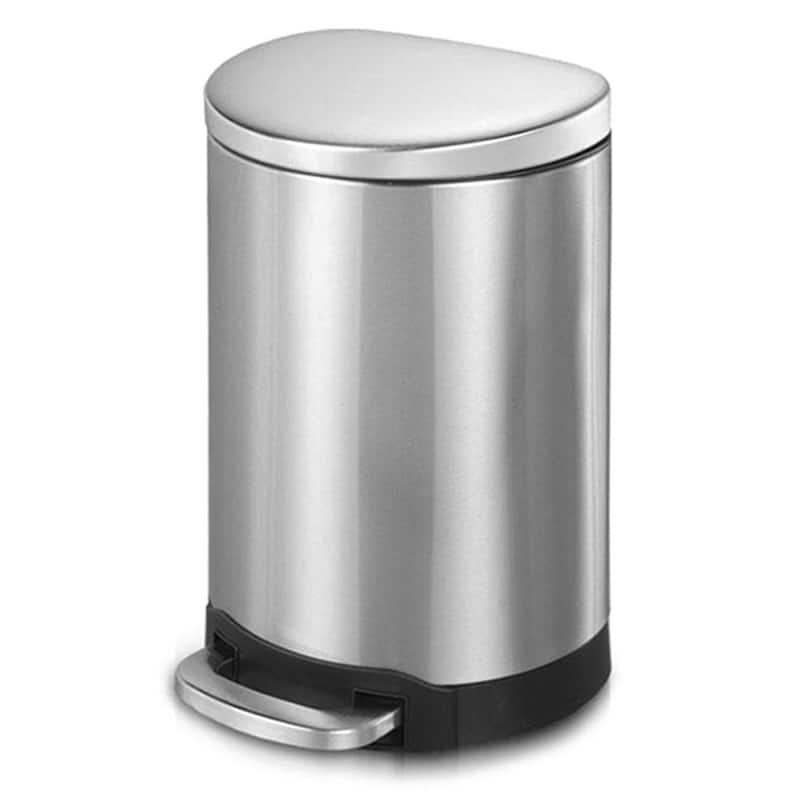 INNOVAZE fingerprint free brushed 10.6 Gallonstainless steel semi-round step-on trash can - Silver
