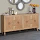 Carved Floral Door Large Storage Cabinet with Metal Handle for Living Room, Kitchen, Entryway
