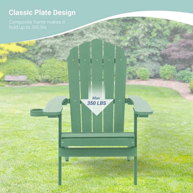 LIVOOSUN Outdoor Folding Adirondack Chair w/Cup Holder Set of 2 or 4