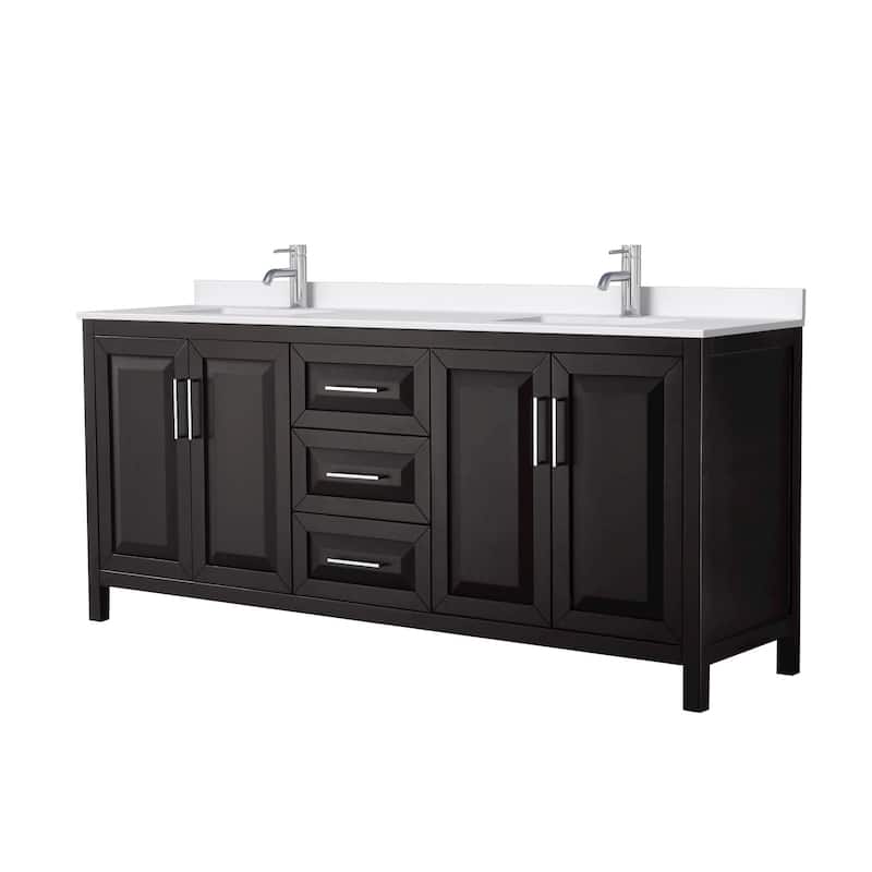 Wyndham Collection WCV252580D-QTZ-UNSMXX Daria 80" Free Standing - Dark Espresso / White Quartz Top / Polished Chrome
