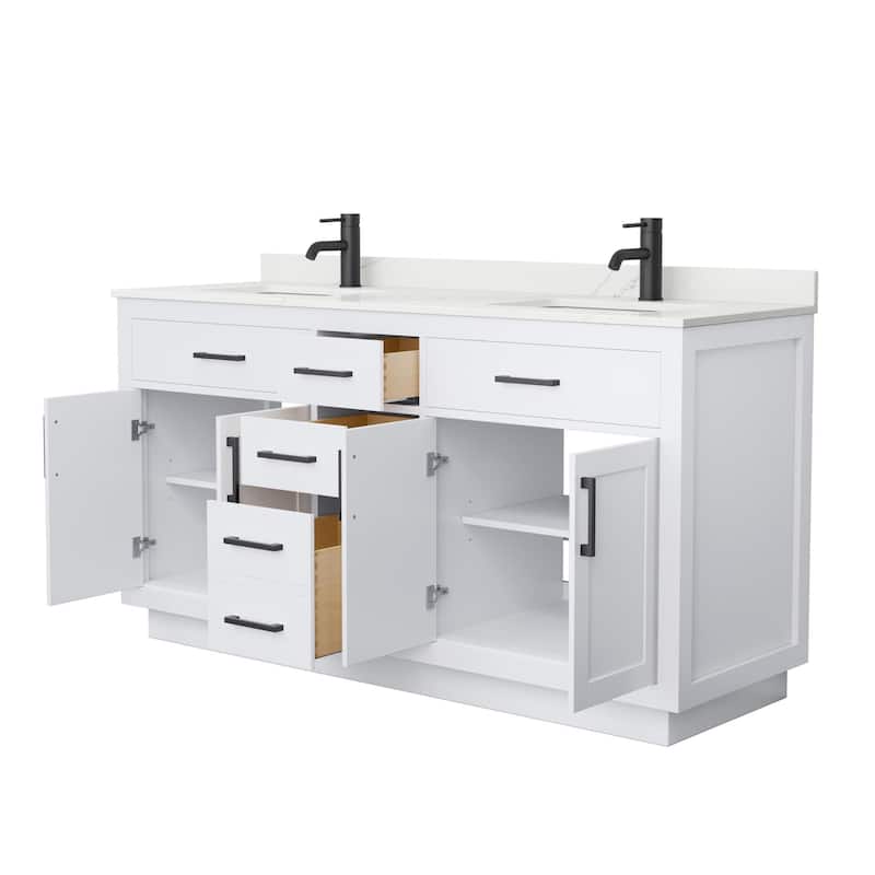 Beckett TK 66-inch Double Vanity, Single Hole Quartz Top