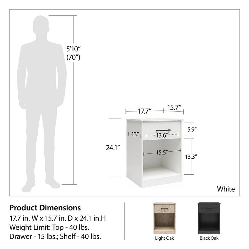 Ameriwood Home BrEZ Build Pearce Nightstand with Drawer