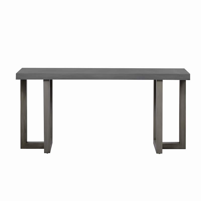 Geometric Design Console Table with Solid Pine Legs, 63" Extra Long Wooden Entryway Table, Living Room Sofa Table - Dark Gray,Light Gray