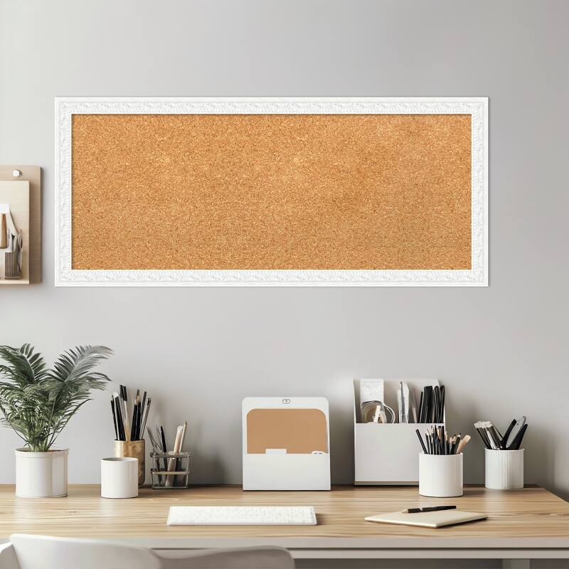 Bethany White Wood Framed Cork Board - Bulletin Board, Organization Board, Pin Board