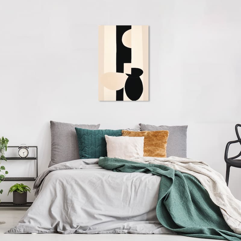 Wynwood Studio Canvas Abstract Vases in between Black and Cream White Modern & Contemporary Wall Art Canvas Print - 24 x 16