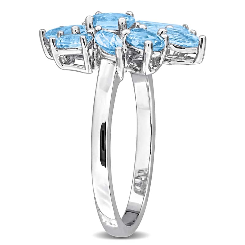 Miadora Multi-Shape Gemstone Floral Ring Sterling Silver