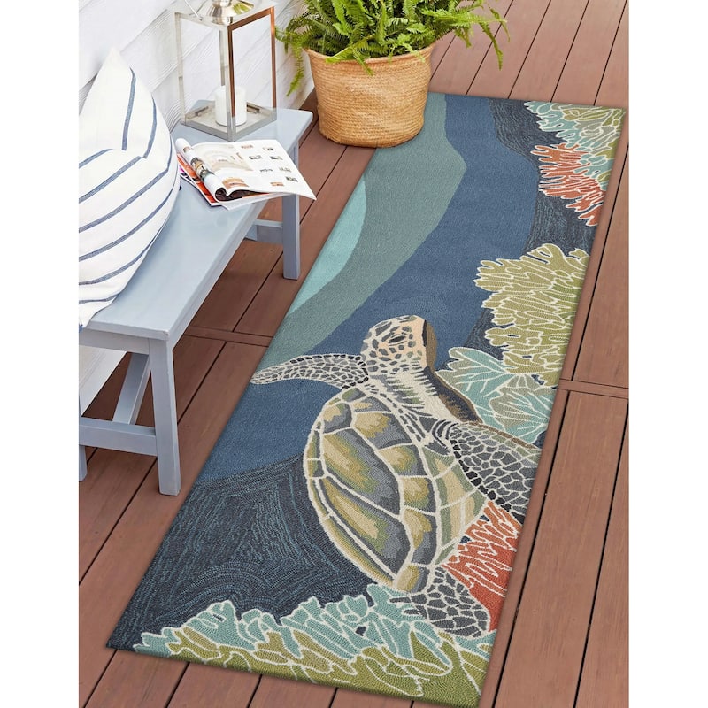 Liora Manne Ravella Akumal Indoor/Outdoor Rug Ocean - 2' x 8'