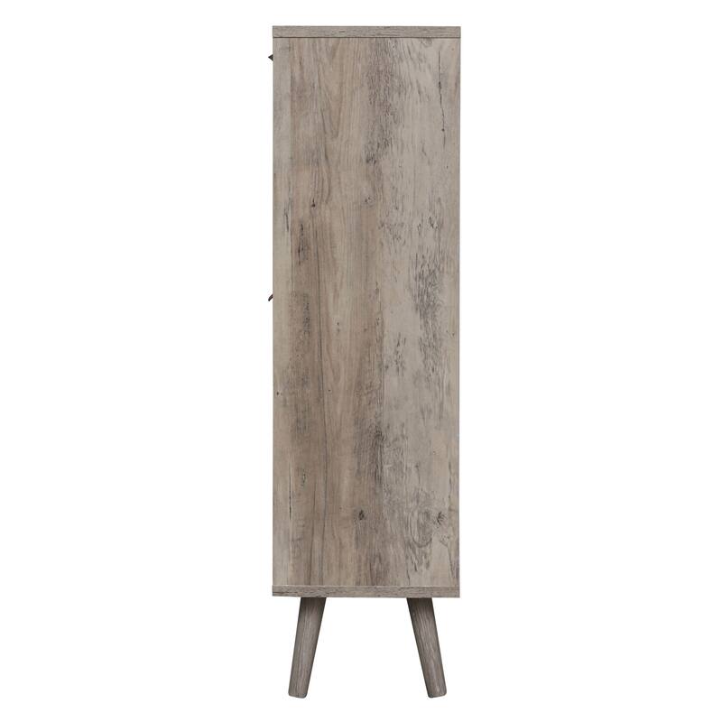 GDFStudio - Modern Engineered Rattan Shoe Storage Cabinet with 4 Doors