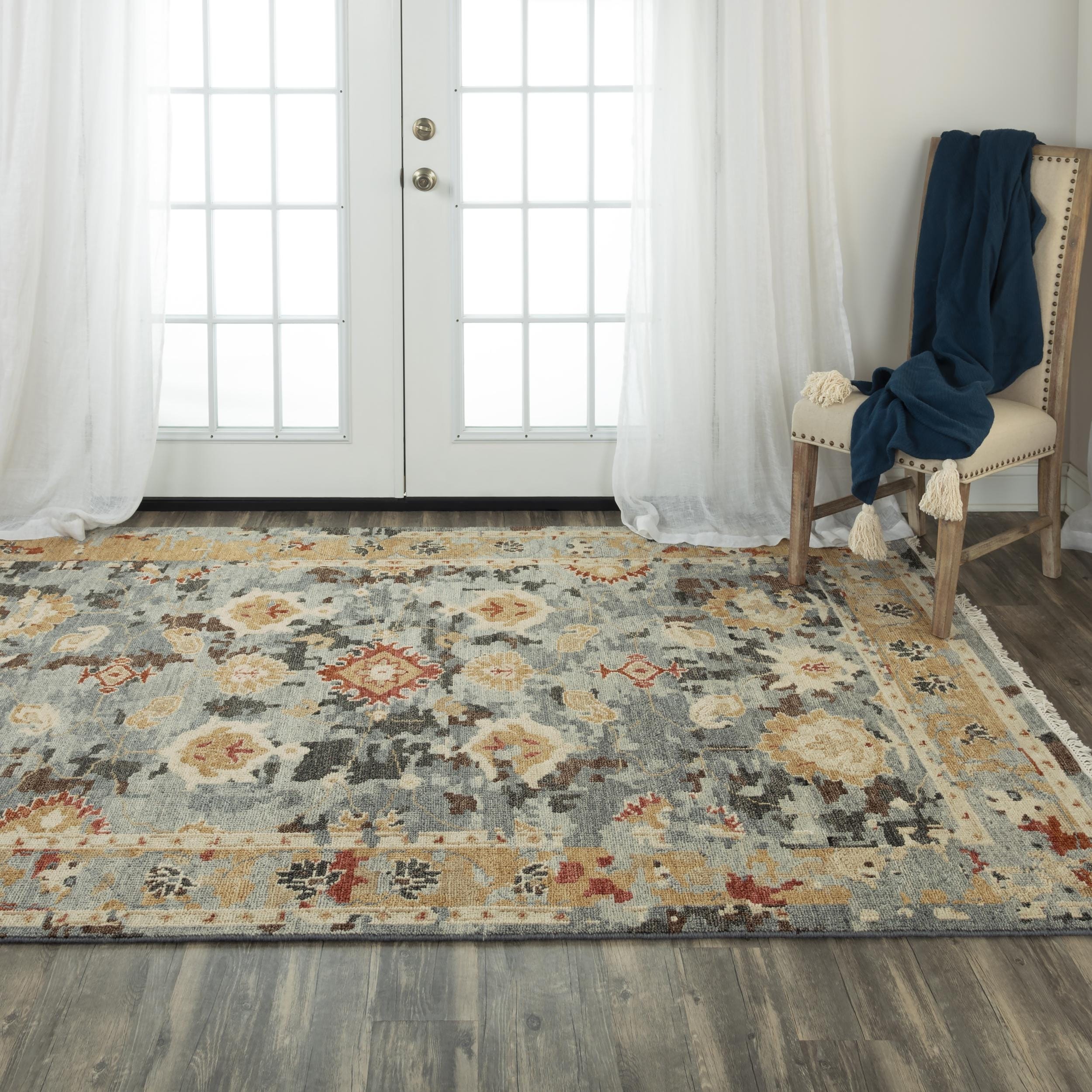 Alora Decor Abby Dark Grey Classical Hand-spun Wool Area Rug