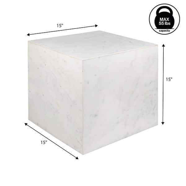 dimension image slide 3 of 6, Felix Minimalist Marble Cube End Table, Stone Square Block Side Table, Solid Living Room Accent Pedestal