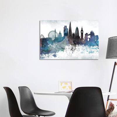 iCanvas "London Bluish Skylines" by WallDecorAddict Canvas Print