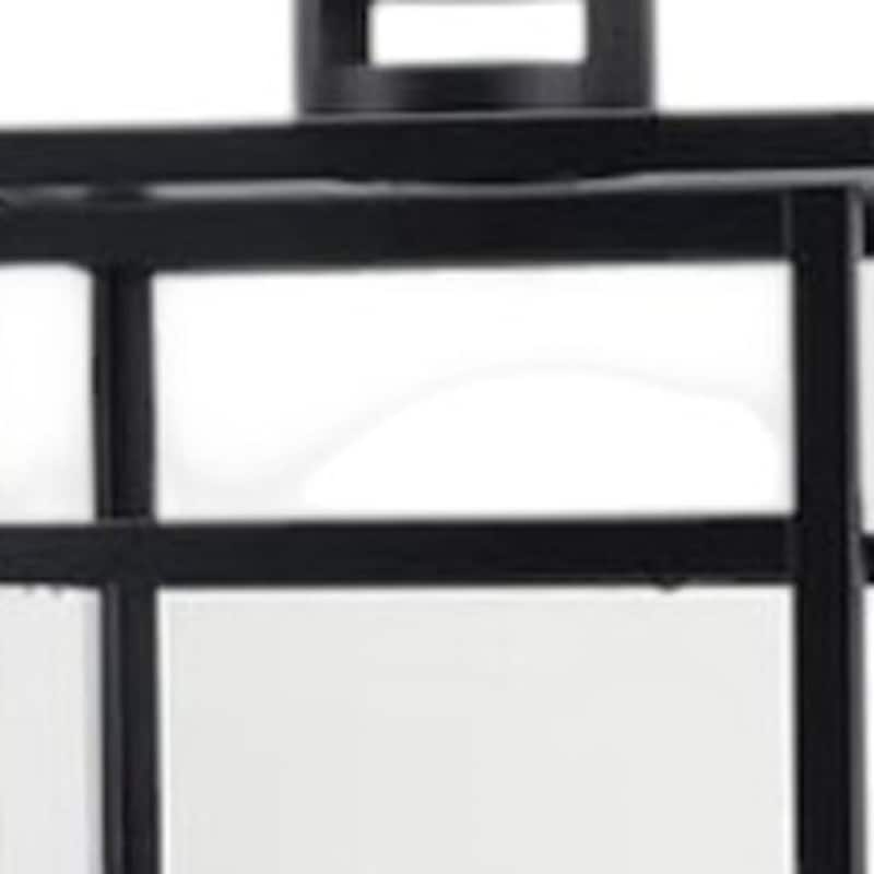 Set of Three Clear And Black Glass And Stainless Steel Tabletop Lantern Candle Holders