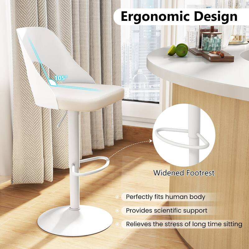 Gymax Bar Stools Set of 4 w/Enlarged PU Leather Seat Footrest Swivel