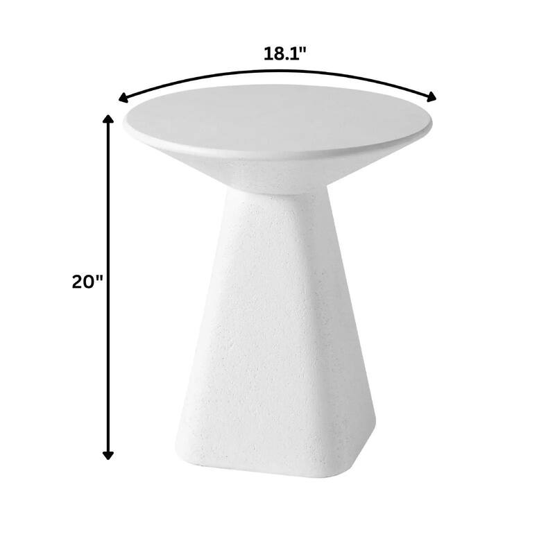 Elsie 18" Wide Circular Fiberstone Side Table with Powder-Coated Finish for Indoor/Outdoor Use