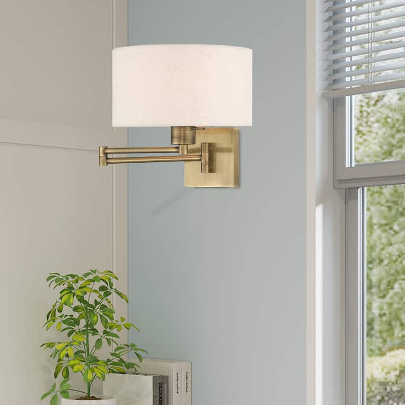 Livex Lighting 1-Light Drum Shade Swing Arm Wall Lamp, 40037