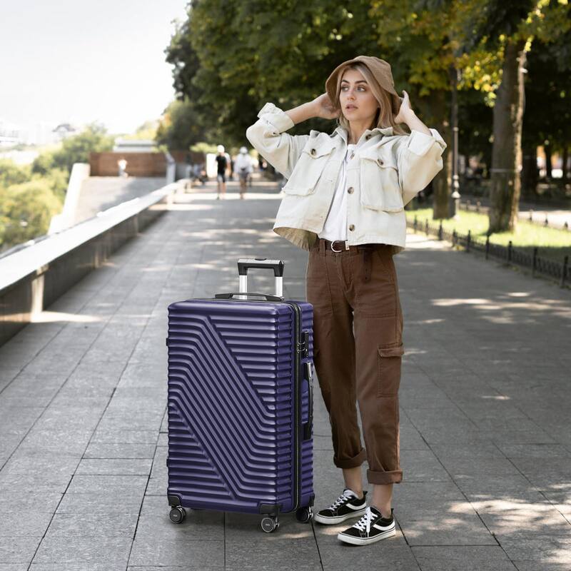 SUGIFT 3 Piece Luggage Sets Hard Shell Luggage Sets with Spinner Wheels TSA Lock, 20in/24in/28in, Dark Blue