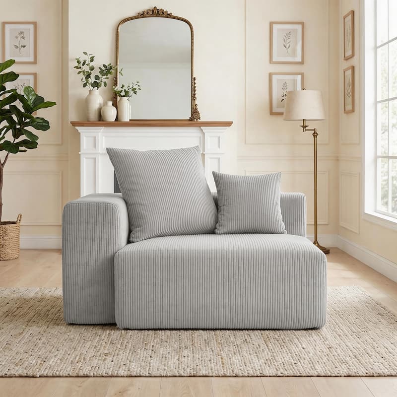 51"W Oversized Modular No Assembly Corduroy Accent Corner Chair