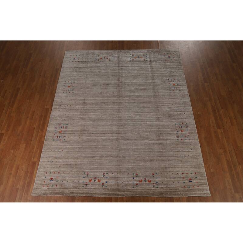 Hand Knotted Oriental 100% Wool Carpet Tribal Tribal Greys & Charcoal Gabbeh Area Rug - 9' 11'' X 8' 0''