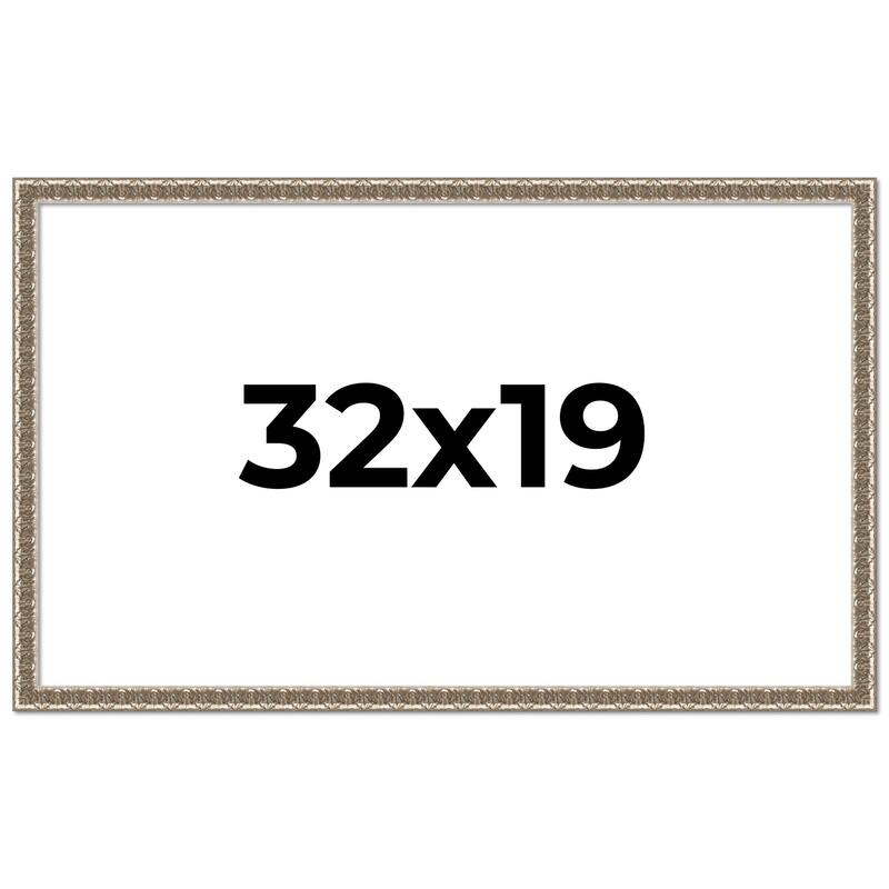 32x19 Frame Silver Versailles Ornate Solid Wood Picture Frame | 1 Inch
