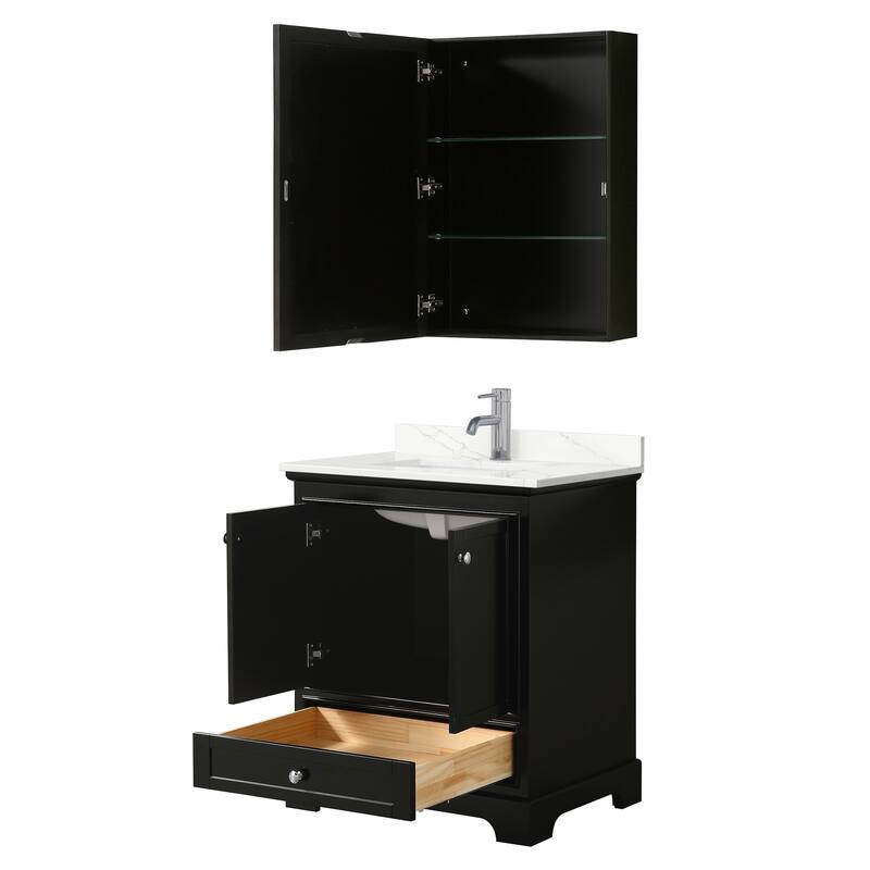 Deborah 30-inch Single Vanity, Quartz Top, Medicine Cabinet