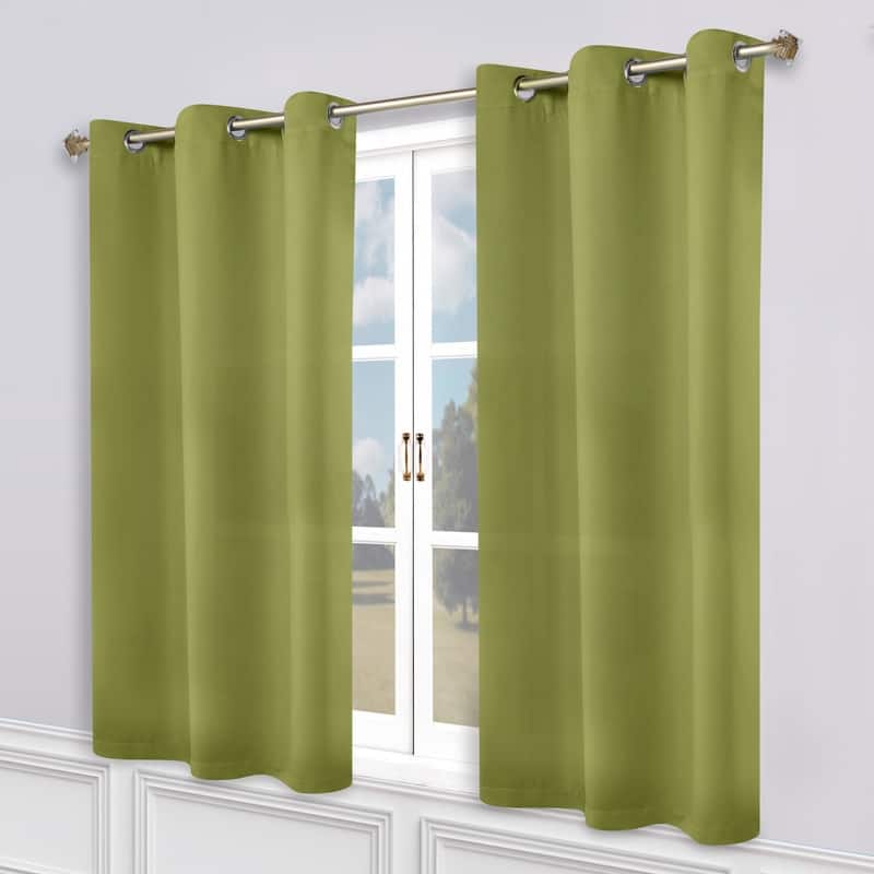 Superior Modern Solid Washable Room Darkening Curtains, Set of 2 Panels - 2PC- 52" x 63" - Sage