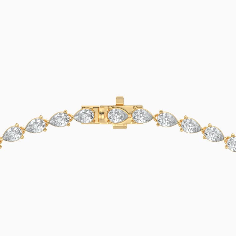 14K Gold Lab Grown Diamond Pear Cut Diamond Tennis Necklace & Halo Heart Pendant