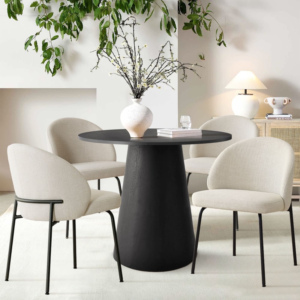 Modern Fabric Dining Chairs with Curved Back and Steel Legs, Set of 4