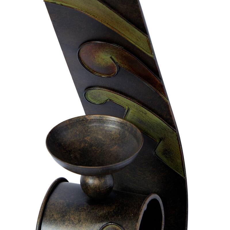 Black Metal 2 Candle Wall Sconce (Set of 2) - 5 x 7 x 19