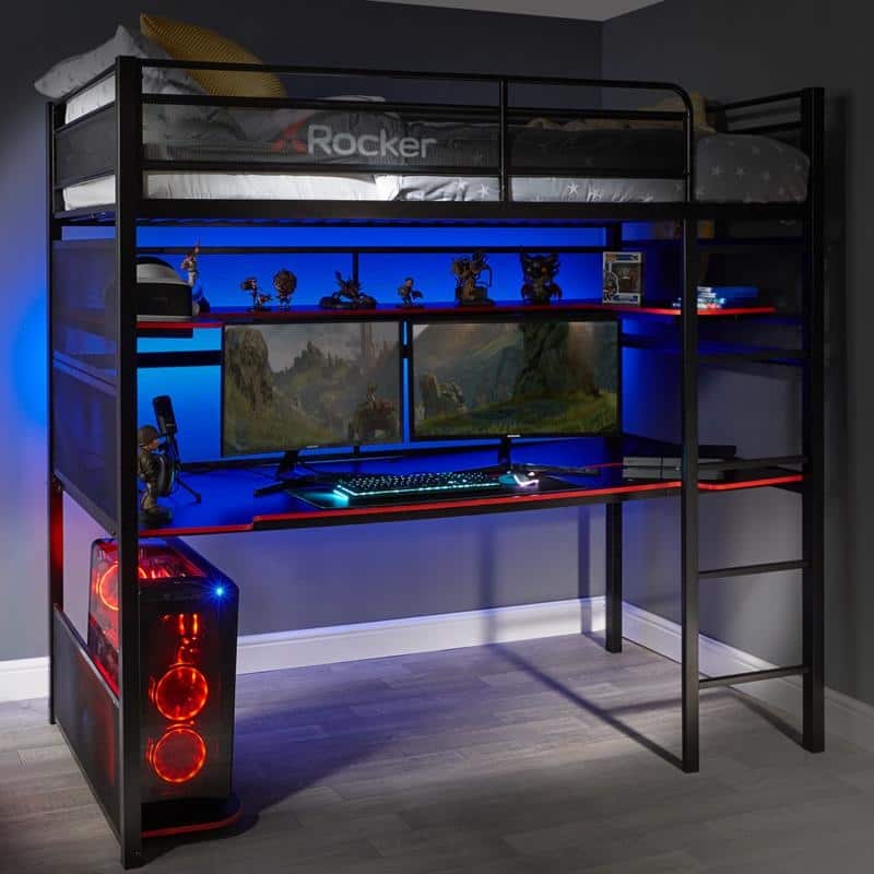 X Rocker Battle Bunk Gaming Bunk Bed with Desk