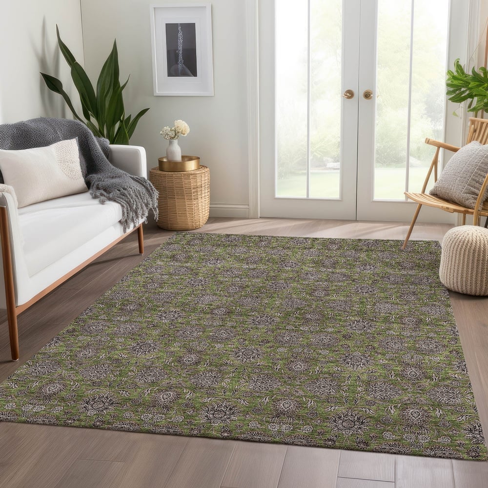 Machine Washable Indoor/ Outdoor Chantille Traditional Floral Rug