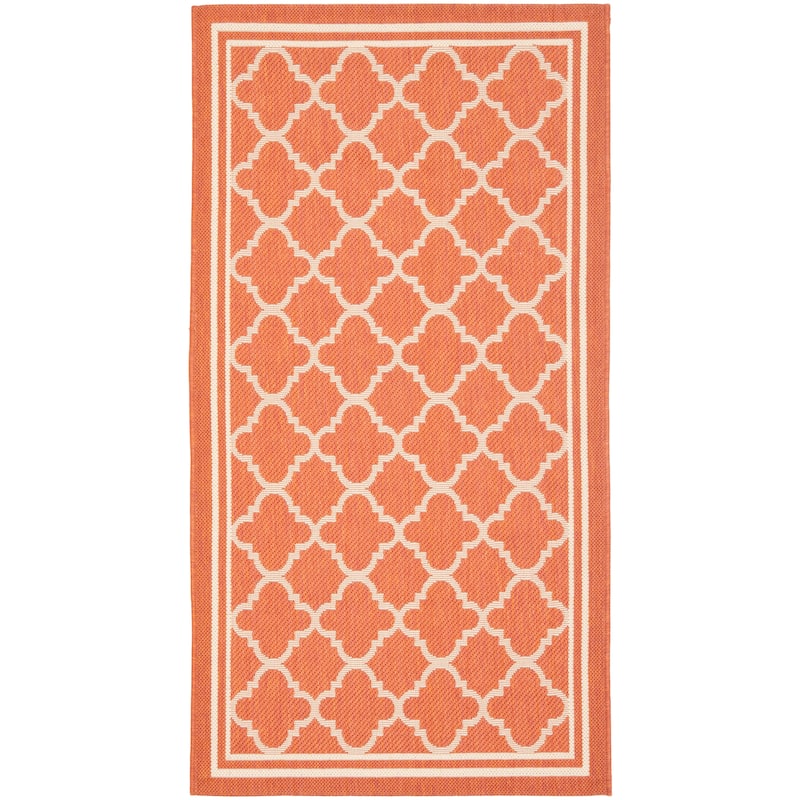 SAFAVIEH Courtyard Kristelle Indoor/ Outdoor Waterproof Patio Backyard Rug - 2'7" x 5' - Terracotta/Bone