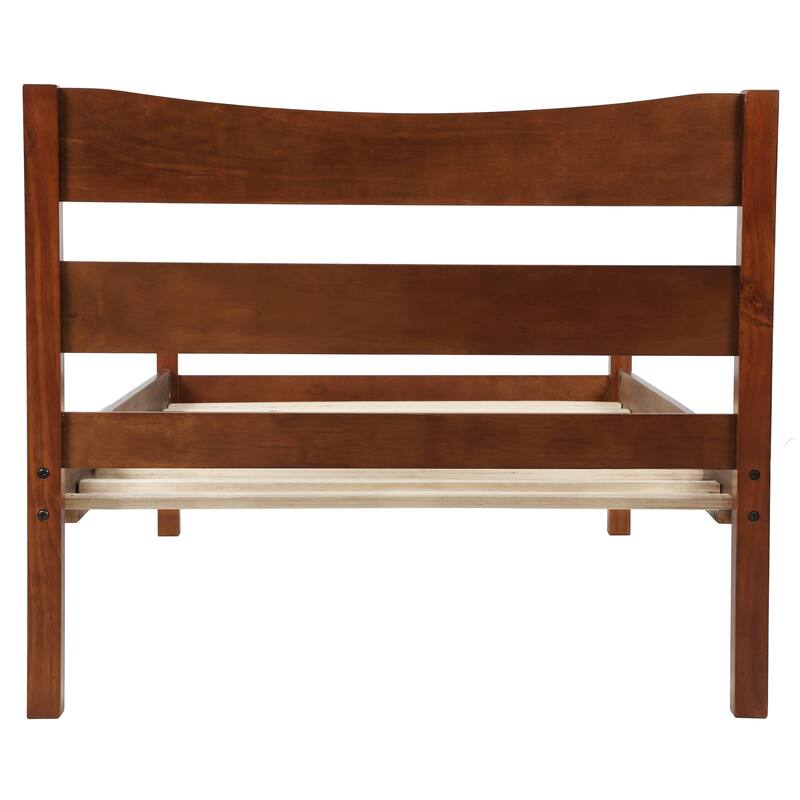 Elegant Twin Wood Platform Bed Frame with Headboard and Wooden Slats for Durable Support