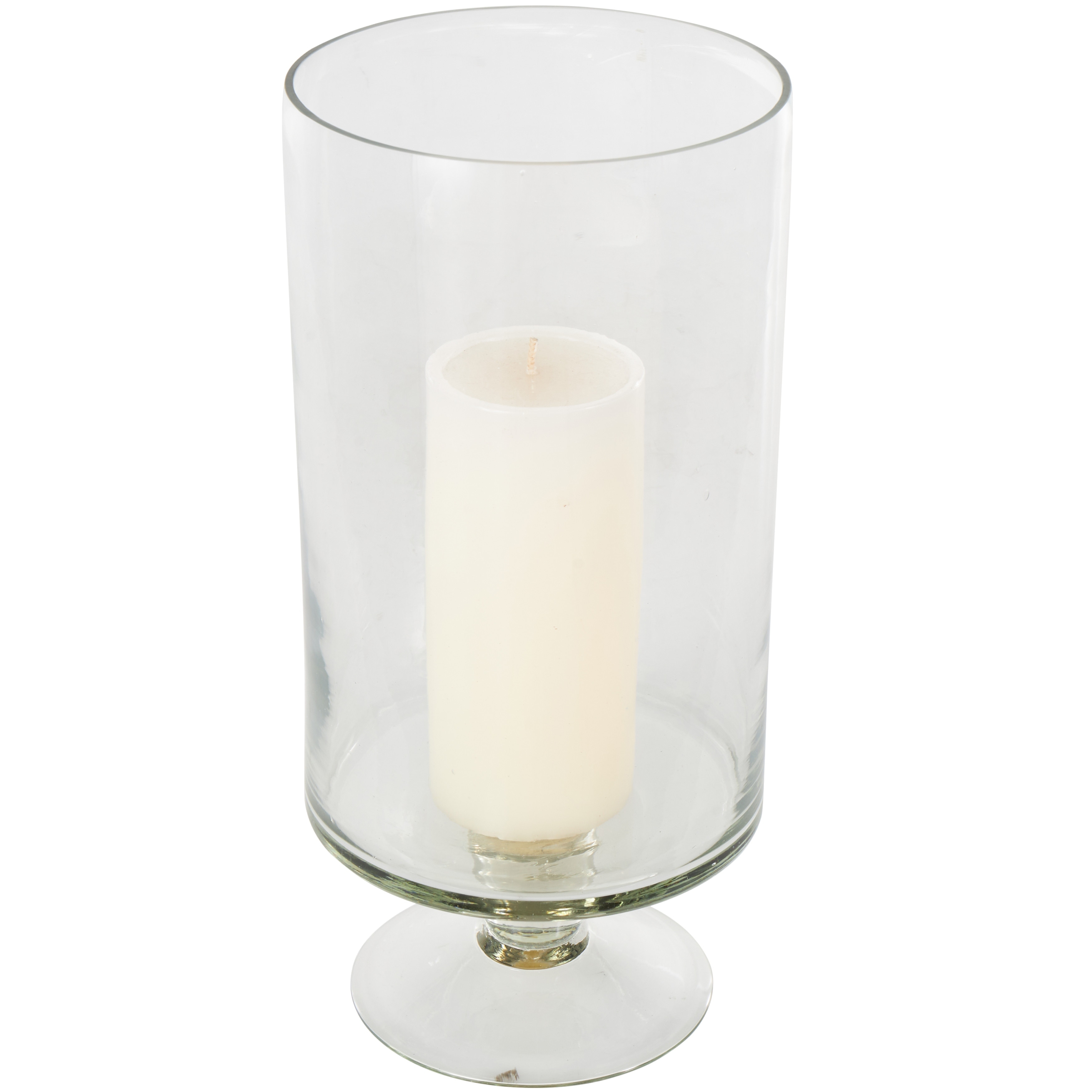 Roche River Decor - Glass Candle Holder with Elevated Base - Clear - 6"W x 6"L x 13"H
