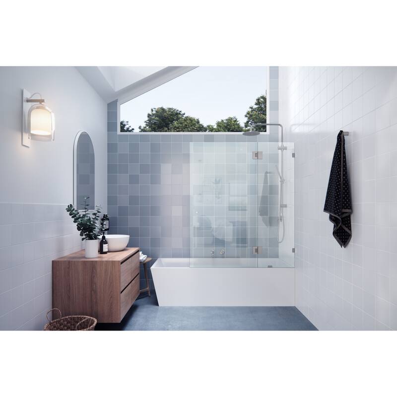 Glass Warehouse 58.25" x 51" Frameless Shower Bath Door - Glass Hinge