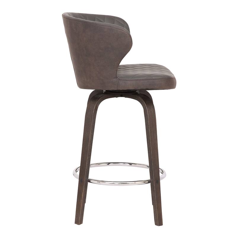 Mynette 30" Swivel Brown Faux Leather Bar Stool