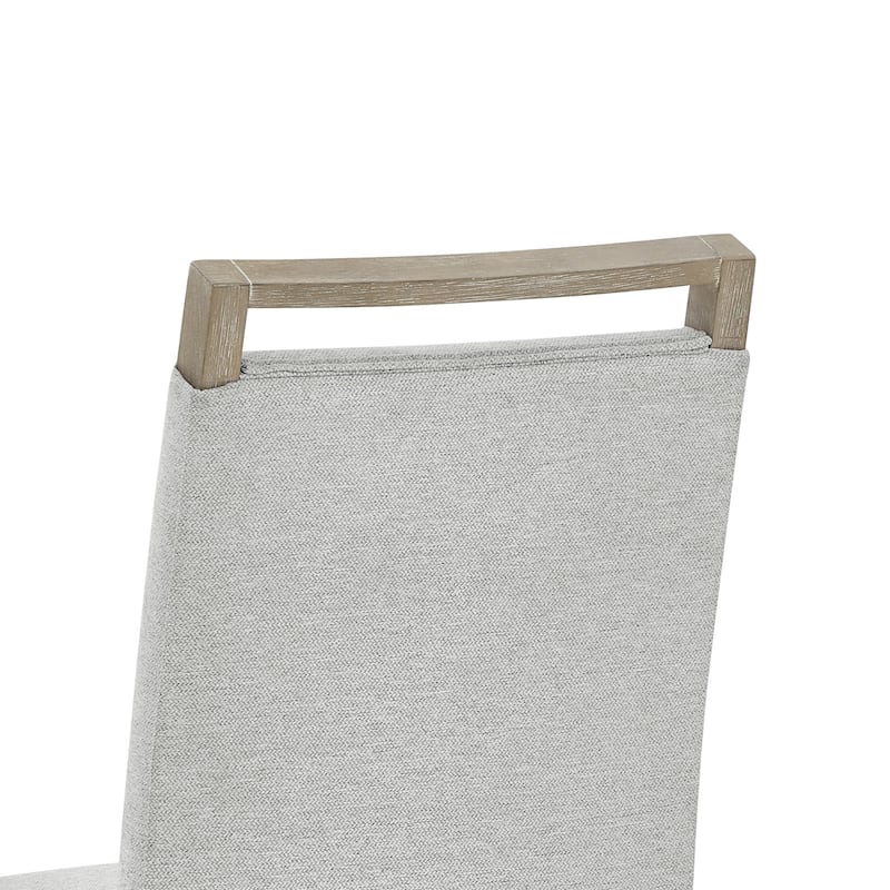 Set of 2 Light Oak Finish Dining Side Chairs with Light Gray Fabric
