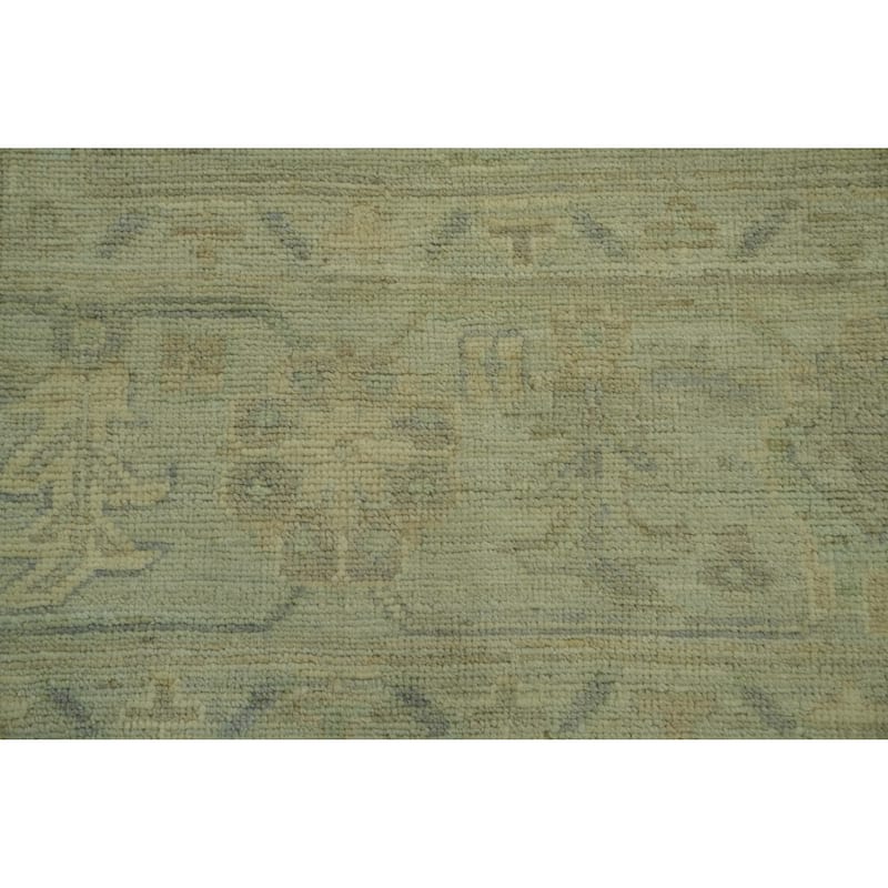 Vegetable Dye Wool Oushak Turkish Area Rug, Floral Geometric Carpet - 11' 5'' X 8' 9''