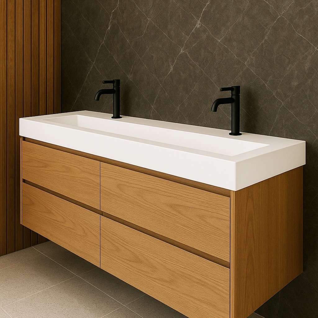 Pyramid Solid Surface 72-inch Bathroom Vanity Top - 72"