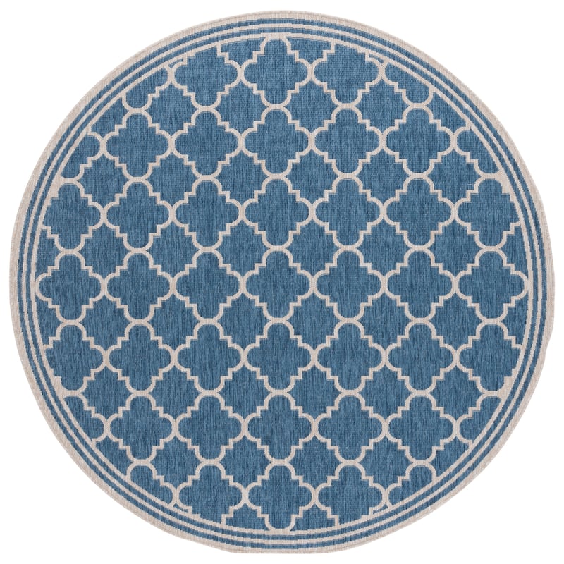 SAFAVIEH Beach House Elisaria Transitional Rug - 6'7" Round - Blue/Ivory
