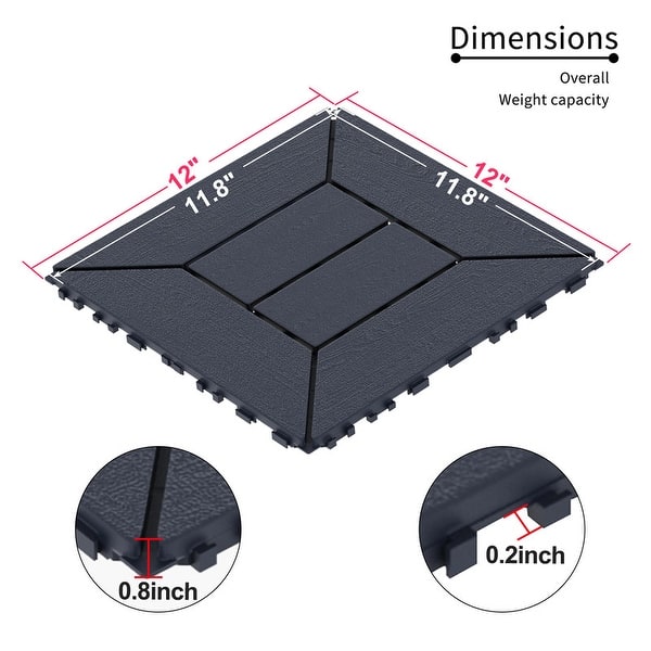 Pro Space 0.8 ft. W x 0.8 ft. L Plastic Interlocking Flooring Deck Tile Gray (10-Pack)