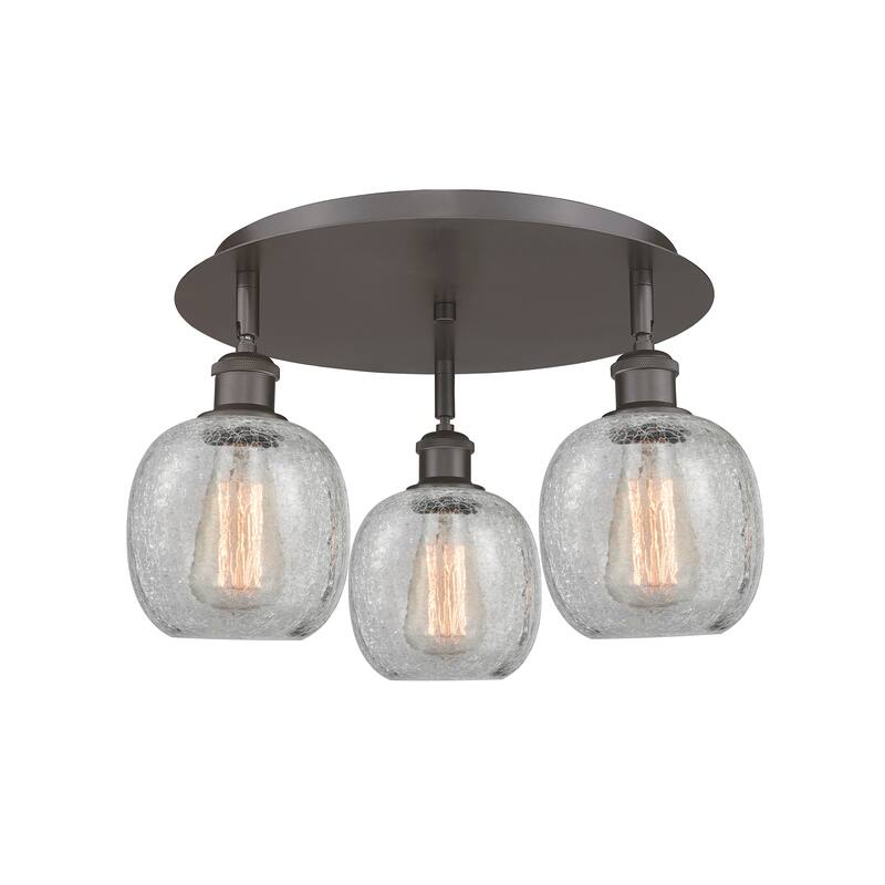 Innovations Lighting Belfast - 3 Light 18" Flush Mount - Oil Rubbed Bronze/Clear Crackle