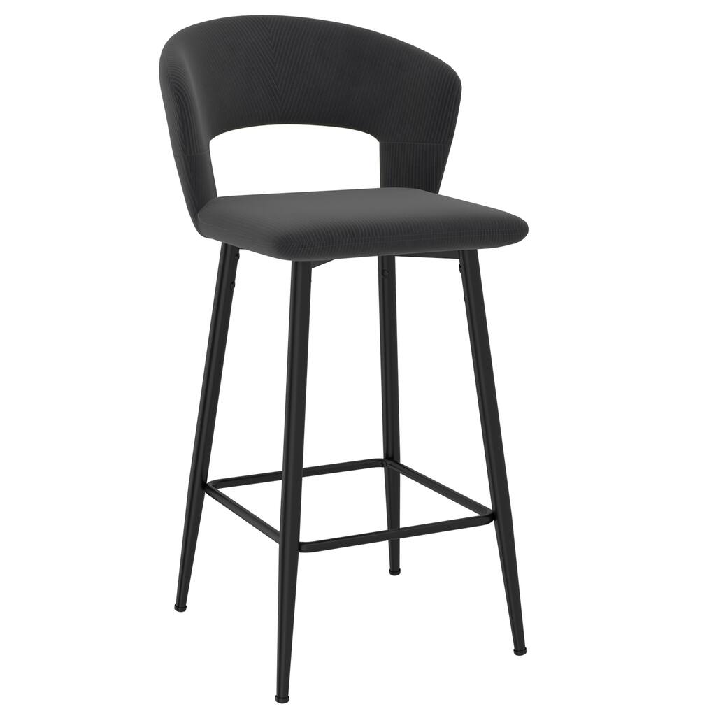Set of 2 Modern Velvet 26'' Counter Stool