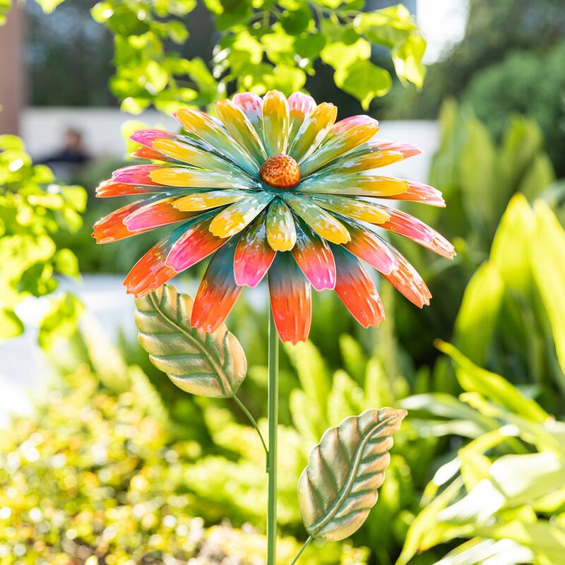 Glitzhome 41"H Garden Metal Flower Yardstake