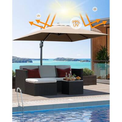 10' x 10' Heavy Duty Patio Umbrella, Square Offset Aluminum Sun Shade Outdoor Umbrella with 360-Degree Rotation