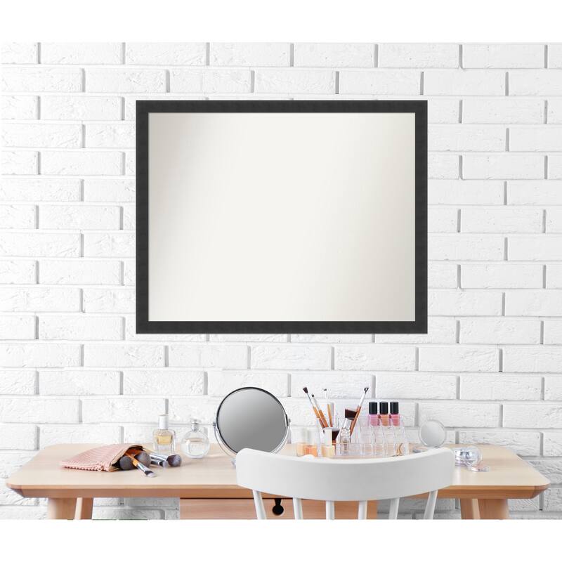Non-Beveled Wood Bathroom Wall Mirror - Mezzanotte Frame - Mezzanotte Black