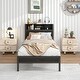 preview thumbnail 5 of 9, Twin Size Metal Platform Bed with Storage Headboard and Charging Station