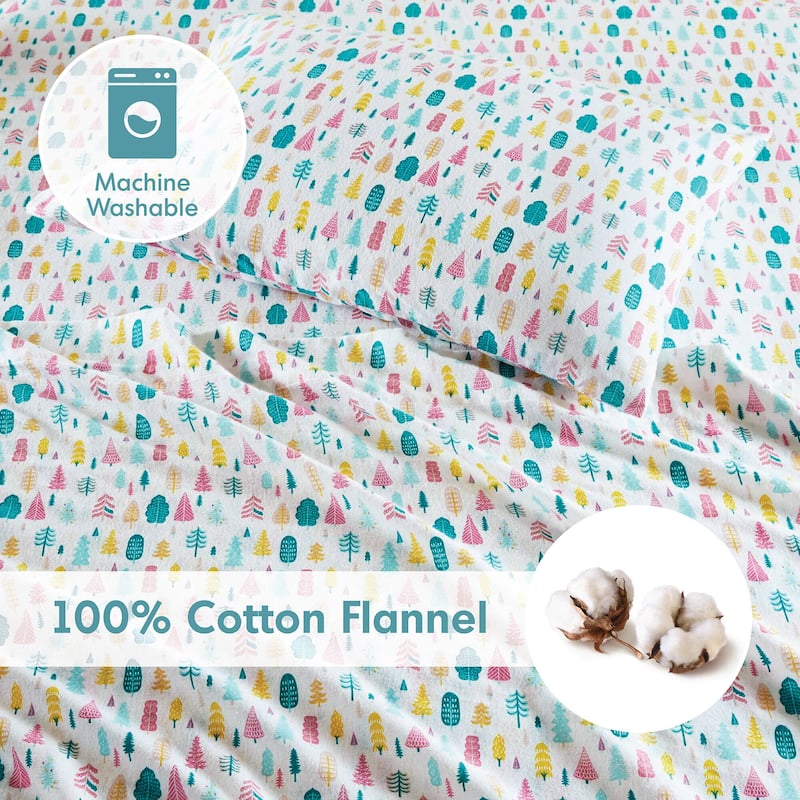 Intelligent Design Cozy Soft Cotton Flannel Printed Sheet Set