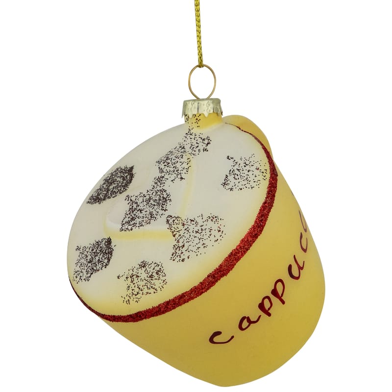 4" Glittered Cappucino Glass Christmas Ornament