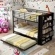 preview thumbnail 2 of 10, Metal Bunk Bed with Big Bookshelf and Trundle, Twin Size, Black